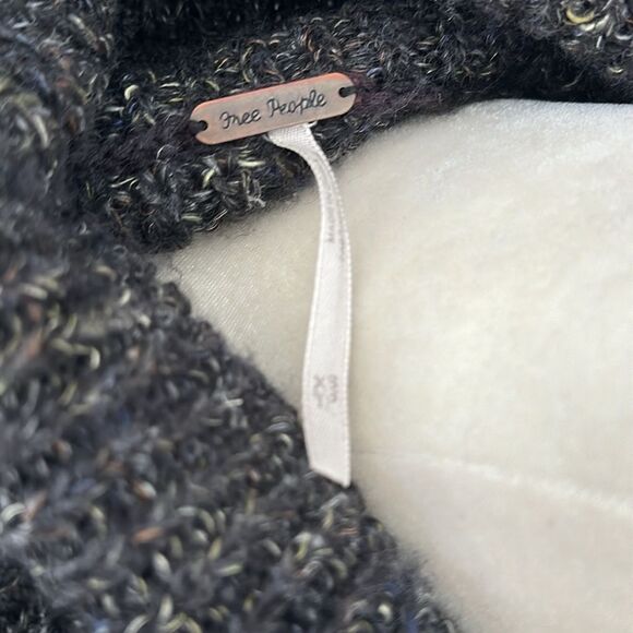 Free People Dylan Tweed Pullover in Charcoal Combo Turtleneck Sweater size XS - Picture 12 of 12